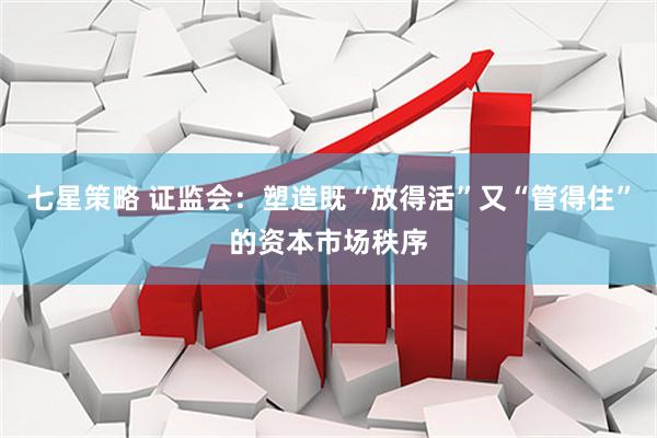七星策略 证监会：塑造既“放得活”又“管得住”的资本市场秩序